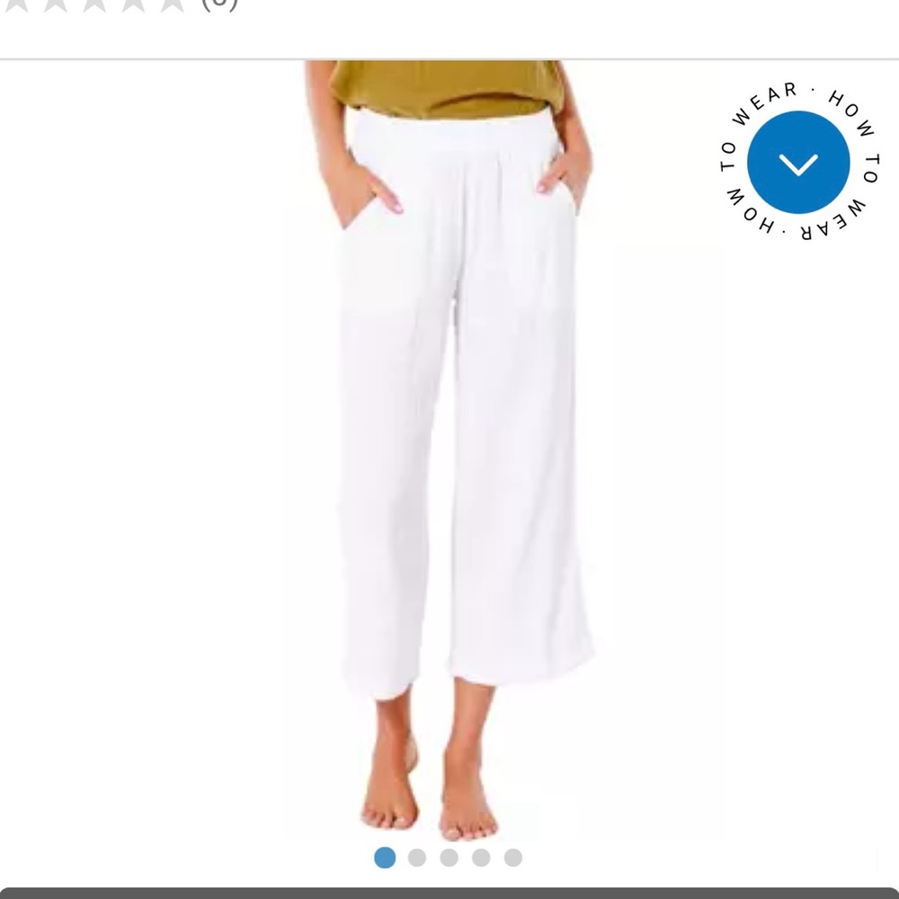 Caslon White linen Wide-Leg crop Pants beach cargo linen pants